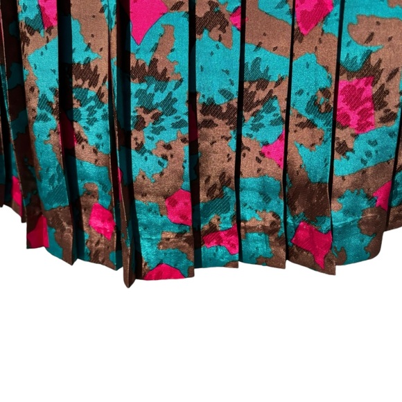 Vintage Andrea Gayle Skirt Petite Size Medium Pleated 80s 90s Retro Pink Green - Picture 4 of 6